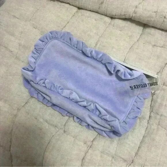 Stoney Clover Lane Galaxy Embroidered Velvet Ruffle Small Glam Pouch - Picture 3 of 5